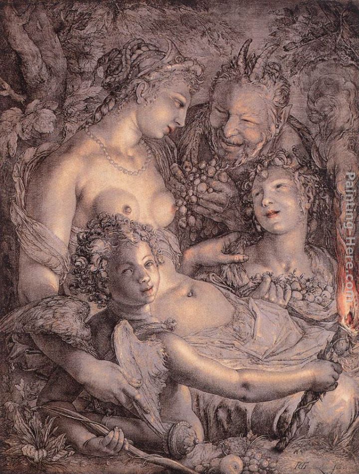 Without Ceres and Bacchus, Venus would Freeze painting - Hendrick Goltzius Without Ceres and Bacchus, Venus would Freeze art painting